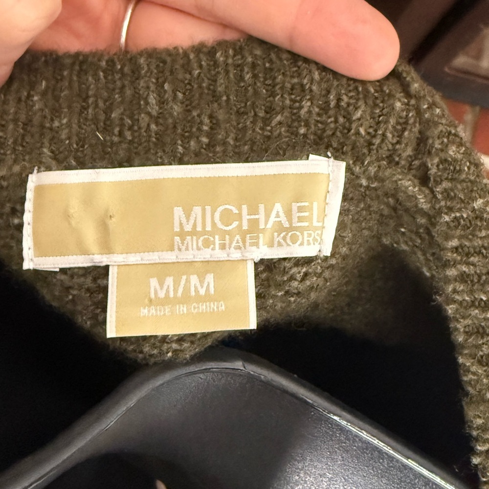 Michael Kors Size M Olive Wool Blend Knit Sweater - Picture 3 of 4